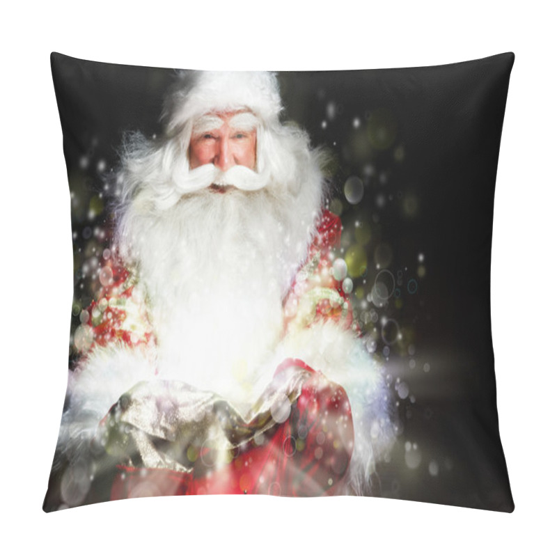 Personality  Santa Sitting At The Christmas Room And Looking Into The Sack Pillow Covers