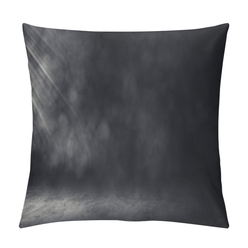 Personality  Empty Space Of Studio Dark Room Concrete Floor Grunge Texture Background With Fog Or Mist And Lighting Effect. Pillow Covers