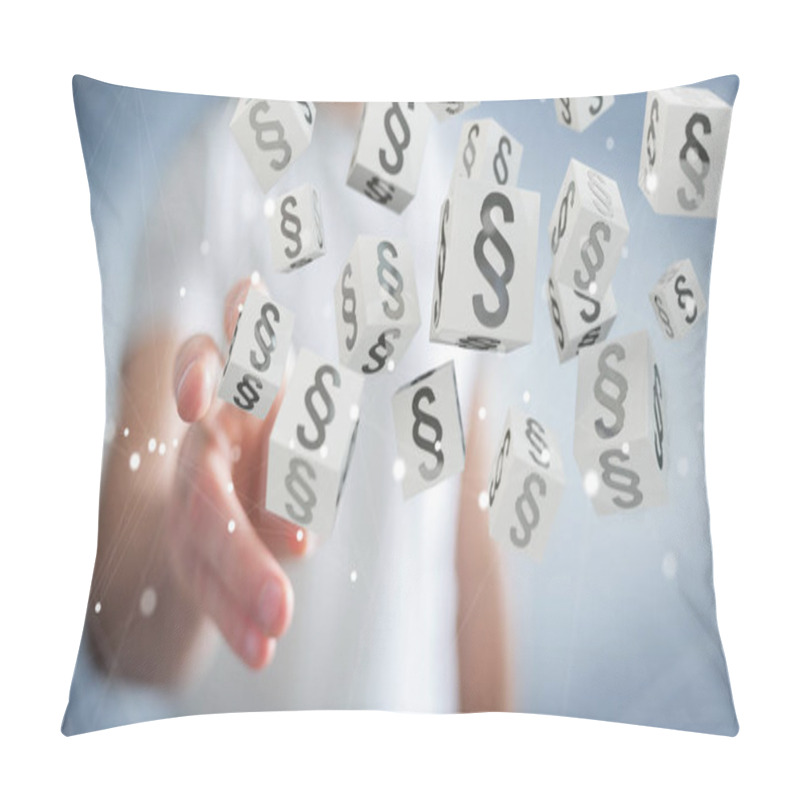 Personality  Businessman Using 3D Rendering Law Cubes Pillow Covers