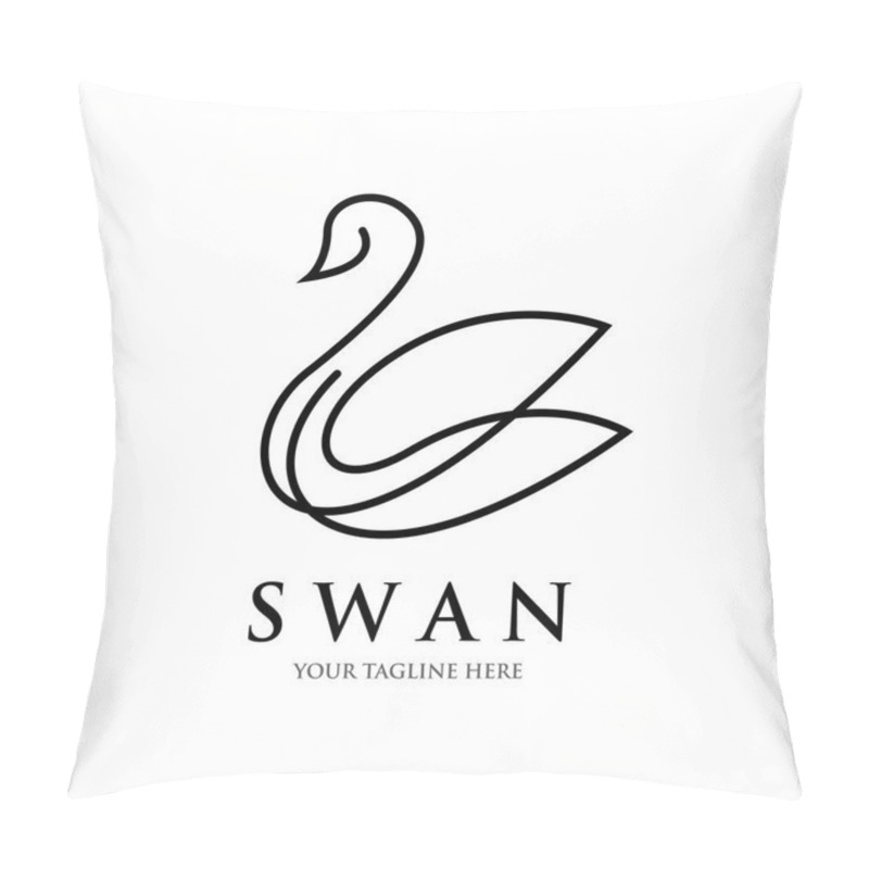 Personality  Swan Line Art Logo Design , Luxury , Spa Pillow Covers