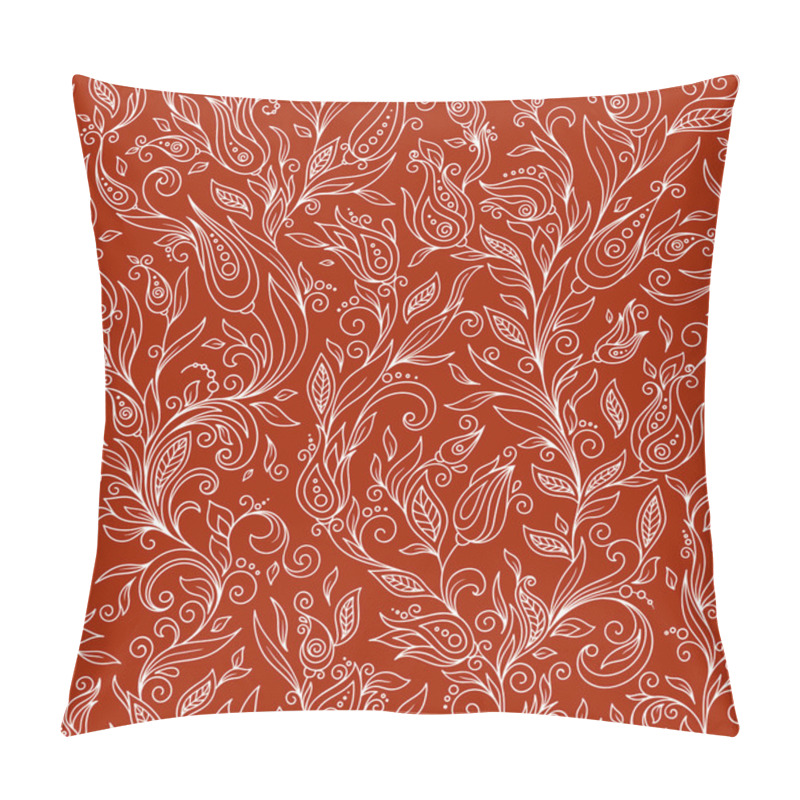 Personality  Henna Mehndi Tattoo Flowers Doodles Seamless Pattern Pillow Covers