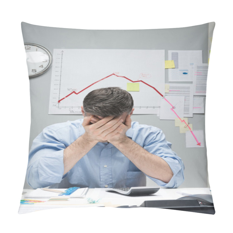 Personality  Desperate Businessman With Negative Business Chart Pillow Covers