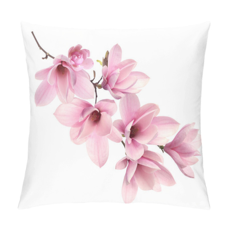 Personality  Beautiful Pink Magnolia Flowers On White Background Pillow Covers