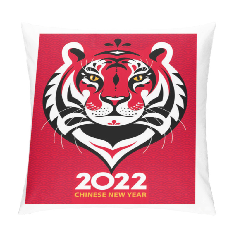 Personality  Chinese New Year 2022 Symbol. Year Of The Tiger. Bright Head Of Tiger In Modern Design. Zodiac Sign On Red Background. Vector Illustration For Poster, Greetings Card, Invitation, Banner, Calendar. Pillow Covers