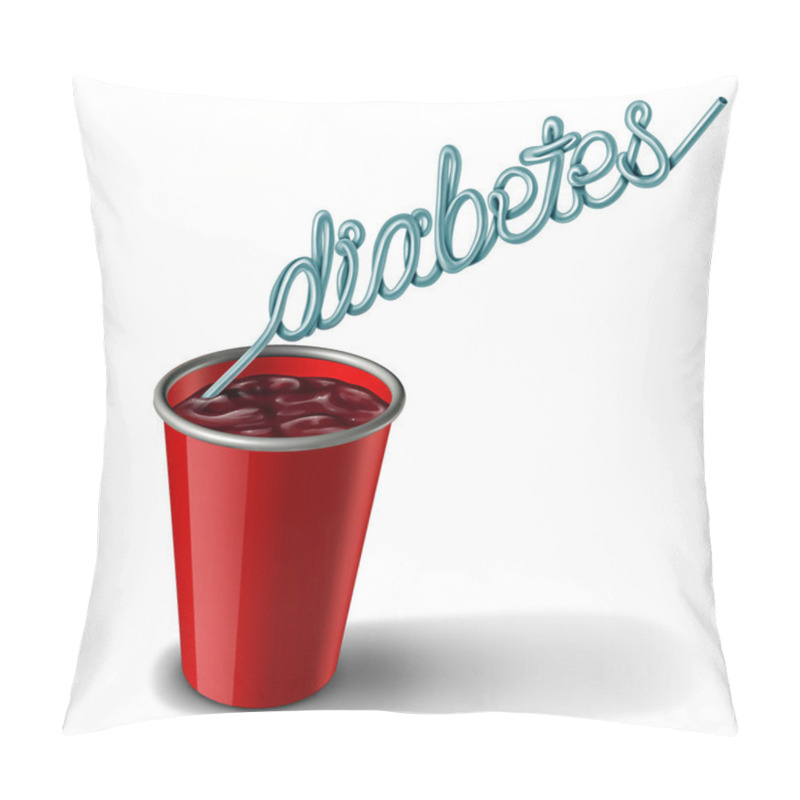 Personality  Diabetes Signs And Diabetic Health Risk As High Level Of Glucose Or Sugar In The Diet As Soft Drinks With Insulin Imbalance As A Medicine And Juvenile Obesity Concept With 3D Illustration Elements. Pillow Covers