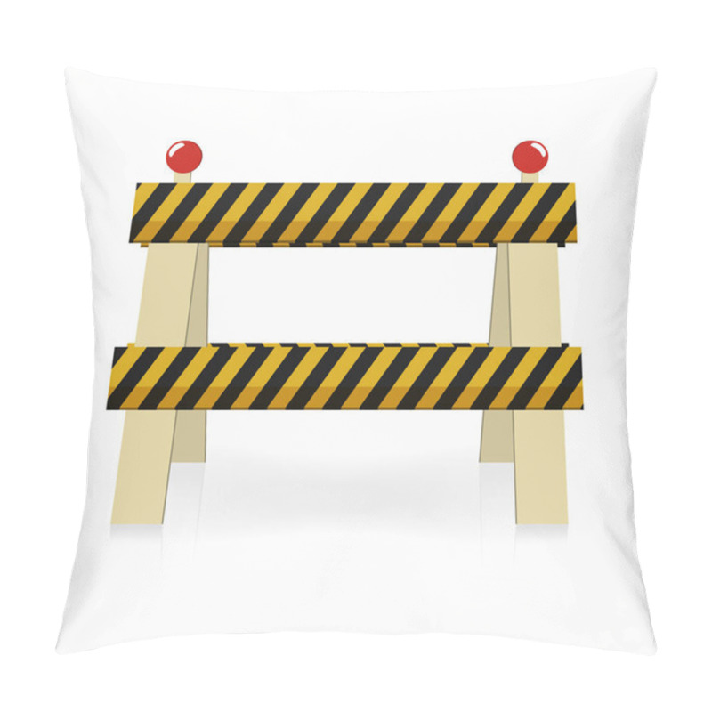 Personality  Fence Light Construction Icon. Under Construction, Street Traffic Barrier. Black And Yellow Stripes With Lights. Vector Illustration Pillow Covers