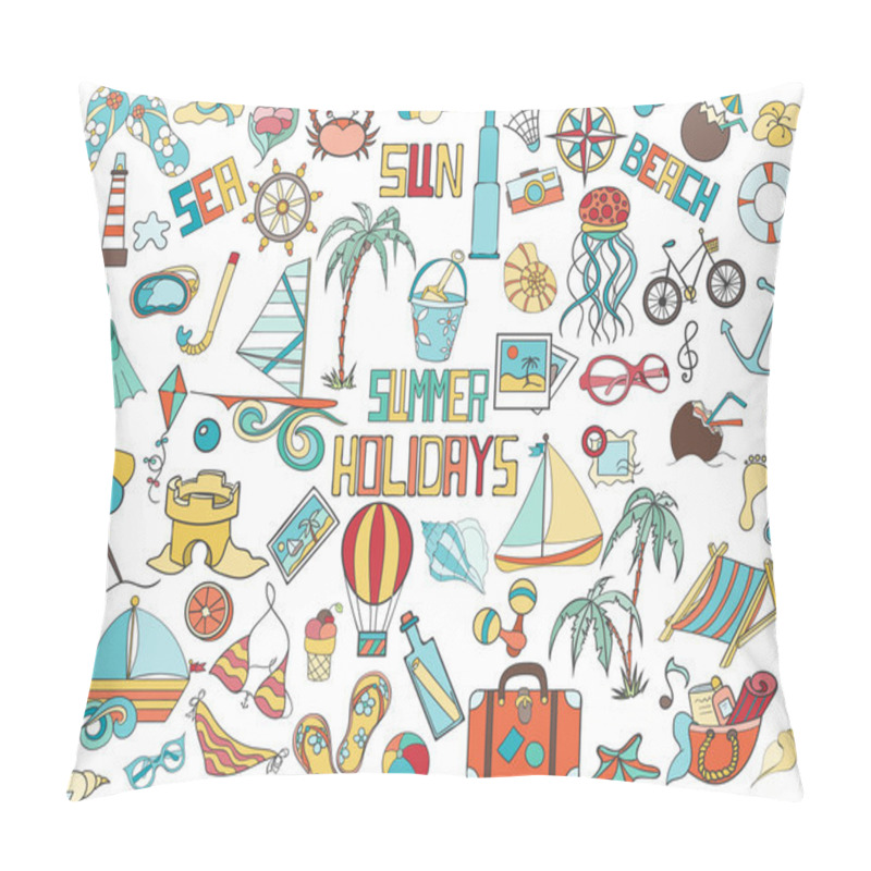 Personality  Summer Doodles Hand Drawn Symbols Pillow Covers