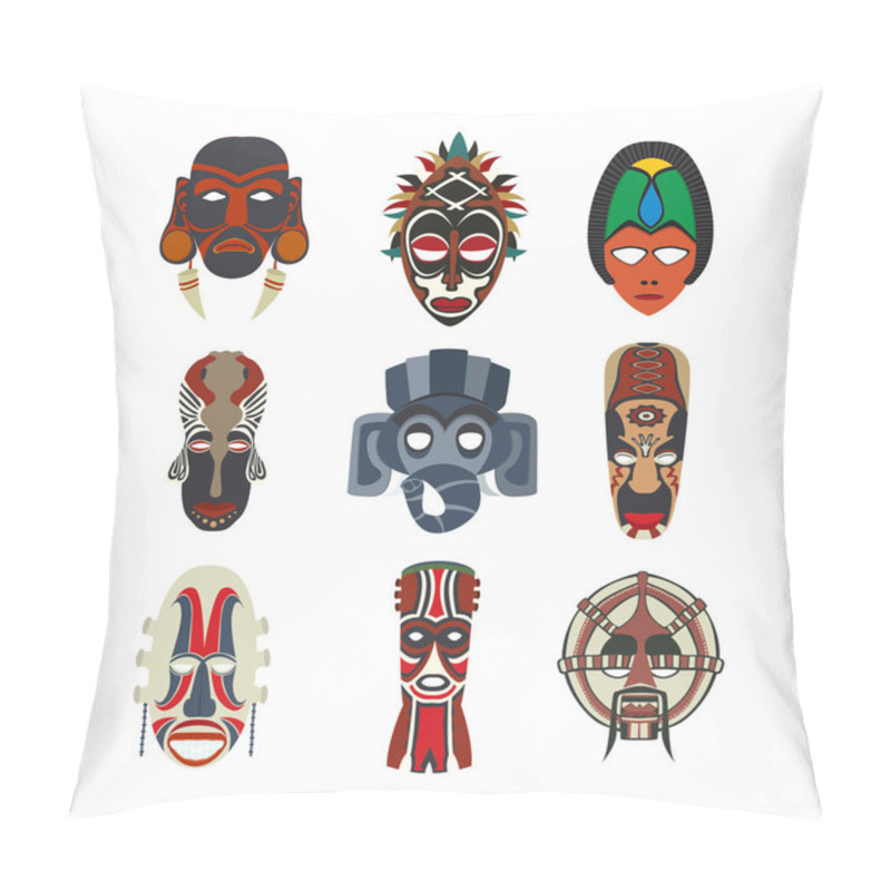 Personality  Tribal Masks Set 2 Pillow Covers