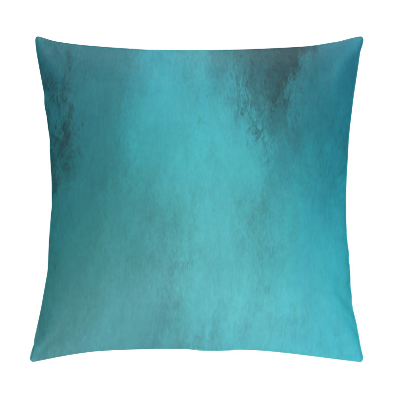 Personality  Contemporary Painting Blue Turquoise Cyan Palette Retro Painted Canvas Surface Abstract Dust Plaster Texture Grungy Pattern Overlay Background    Pillow Covers