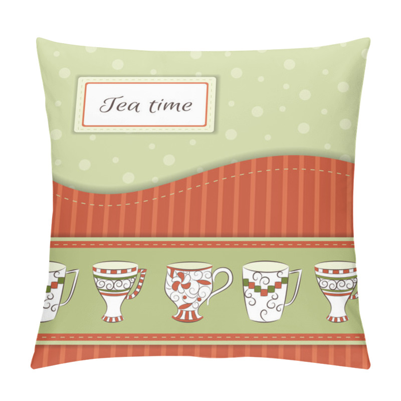 Personality  Vector Background With Tea Cups Pillow Covers