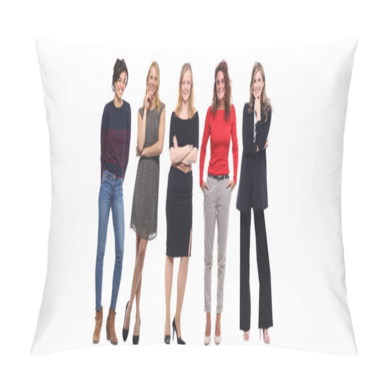 Personality  Interracial Women Is Posing On White Background Pillow Covers