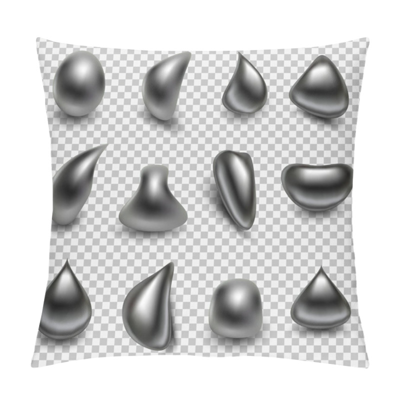 Personality  Metal Droplet Set Realistic Isolated On Transparent Background. Pillow Covers