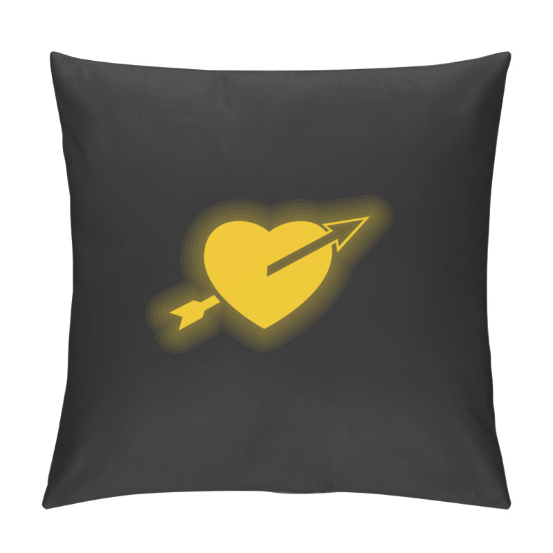 Personality  Arrow Straight To The Heart Yellow Glowing Neon Icon Pillow Covers