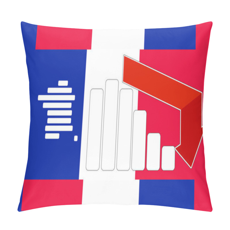 Personality  Creative Background Theme France With Rounded Because Simplified Outline Silhouette Map Of France, French Vibrant National Colors Of The French Flag Pillow Covers