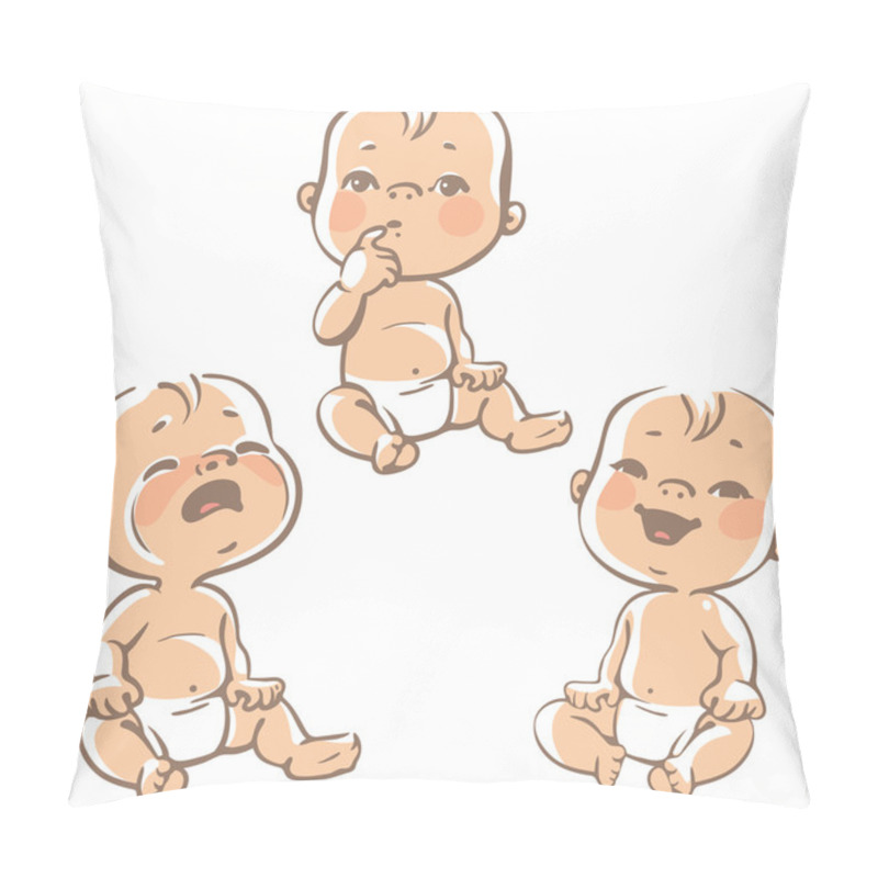 Personality  Set Of Baby Emotion Icons. Pillow Covers