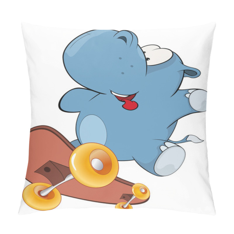 Personality  Little Hippo On Skate Pillow Covers