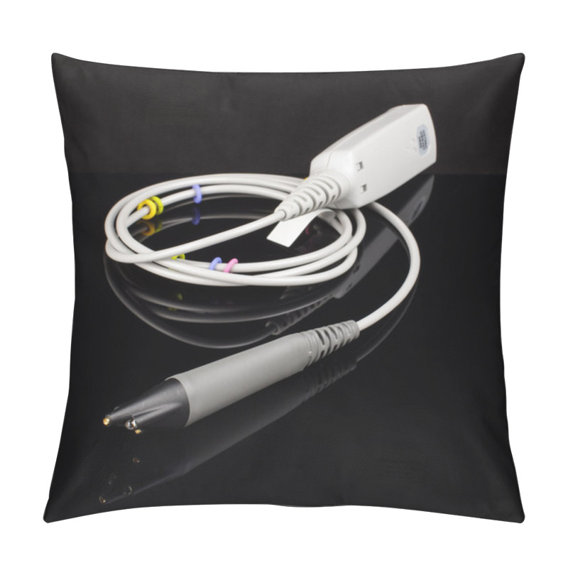 Personality  Oscilloscope Probe Isolated On The Black Background With Reflection Pillow Covers