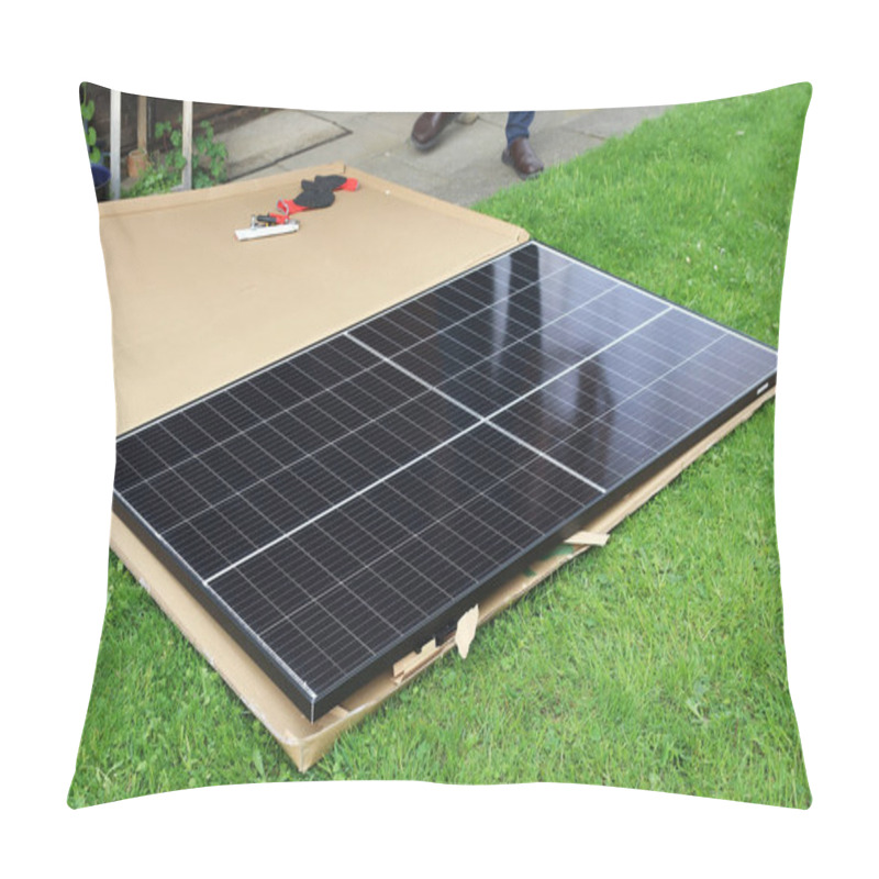 Personality  A New Solar System For Generating Electricity At A Family Home Is Ready For Installation Pillow Covers