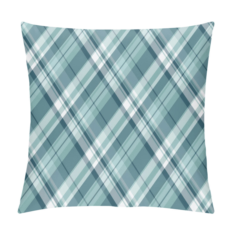 Personality  Elegant Diagonal Plaid Pattern In Cool Teal And White Hues. Perfect For Textile Design, Website Backgrounds, Or Crafting Projects.  Seamless Repeat Creates Versatile Design Solutions. Pillow Covers