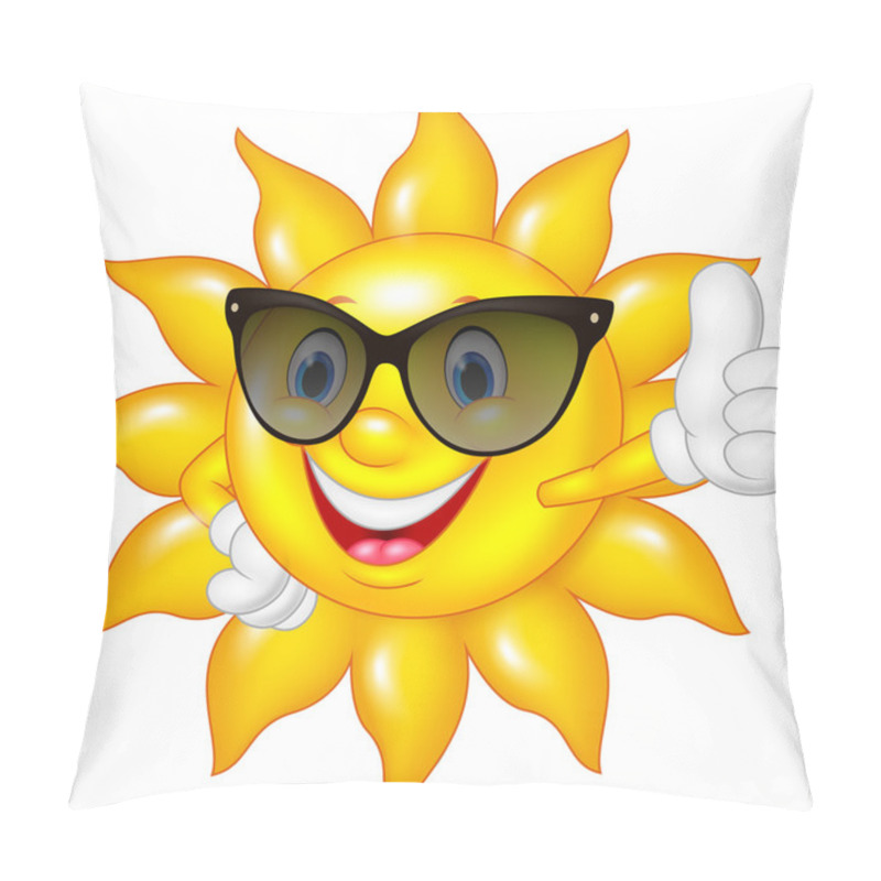 Personality  Cartoon Sun Giving Thumbs Up Isolated On White Background Pillow Covers