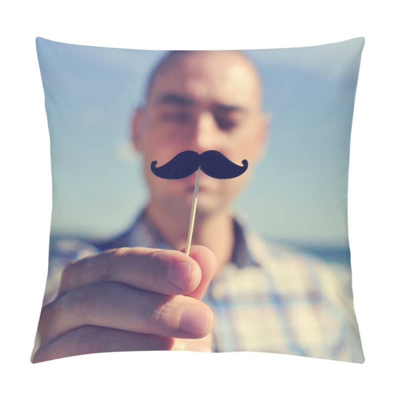 Personality  Young Man With A Fake Moustache Pillow Covers