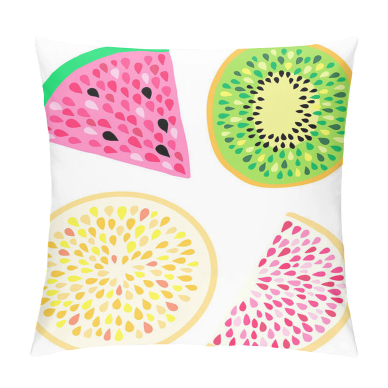 Personality  Fruit Drops Isolated Abstract Stylized Vector Fruit Slices Pillow Covers