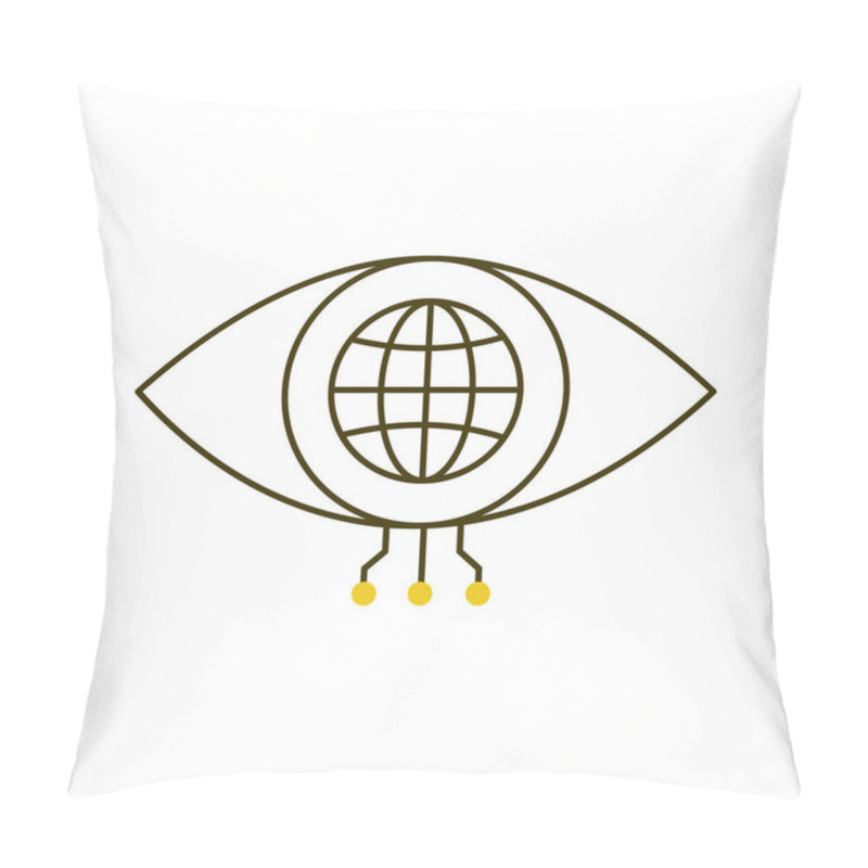 Personality  Global AI Eye For Visual Intelligence Vector Icon Design, Global Tech, Neural Networks, Object Detection Pillow Covers