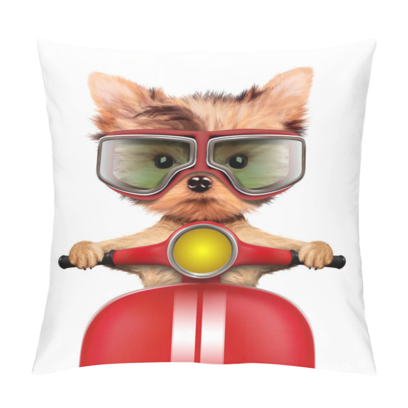 Personality  Adorable Puppy Sitting On A Motorbike Pillow Covers