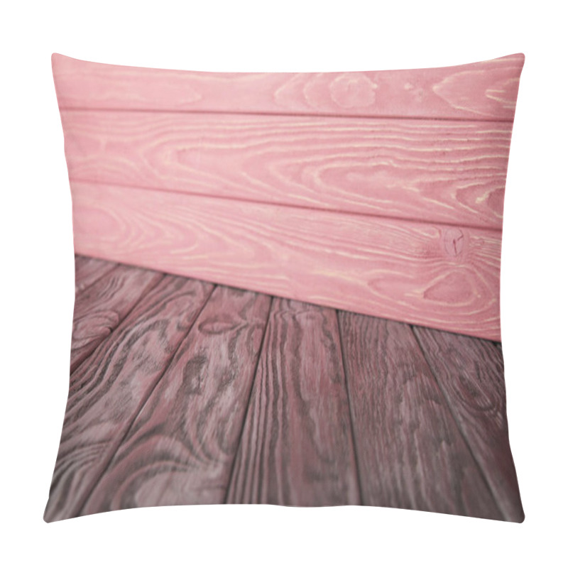 Personality  Grey Wooden Floor And Pink Striped Wooden Wall Pillow Covers