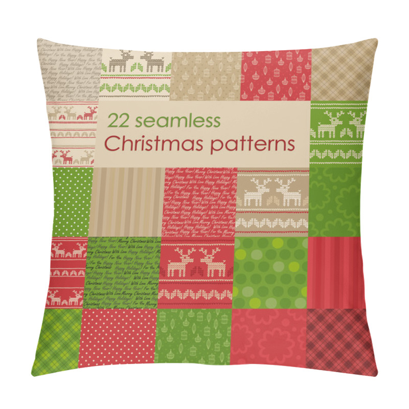 Personality  Set Of Christmas Seamless Patterns. Pillow Covers