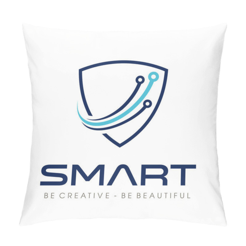 Personality  Smart Tech Logo, Computer Technology Logo Vector Pillow Covers