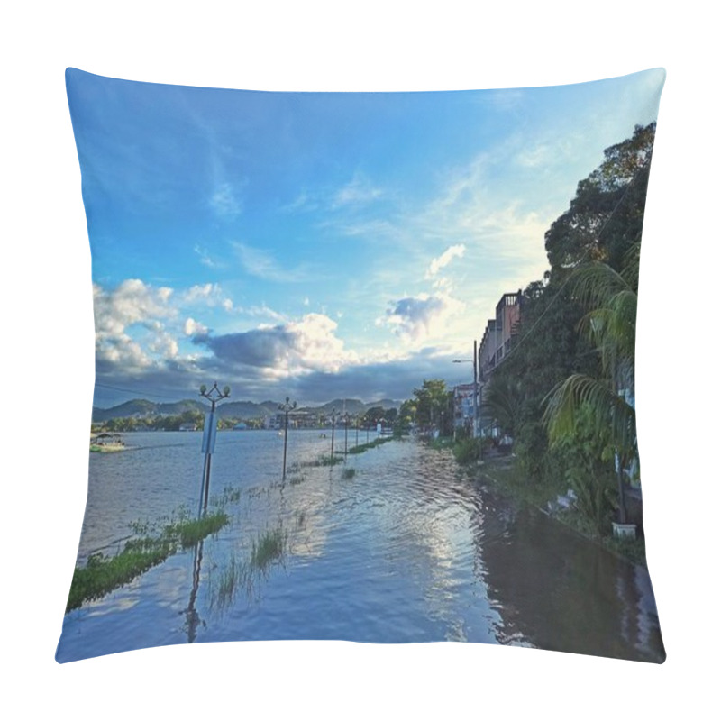 Personality  View Of The Streets Of Flores Peten Island Flooded By Lake Peten Itza, Guatemala Pillow Covers