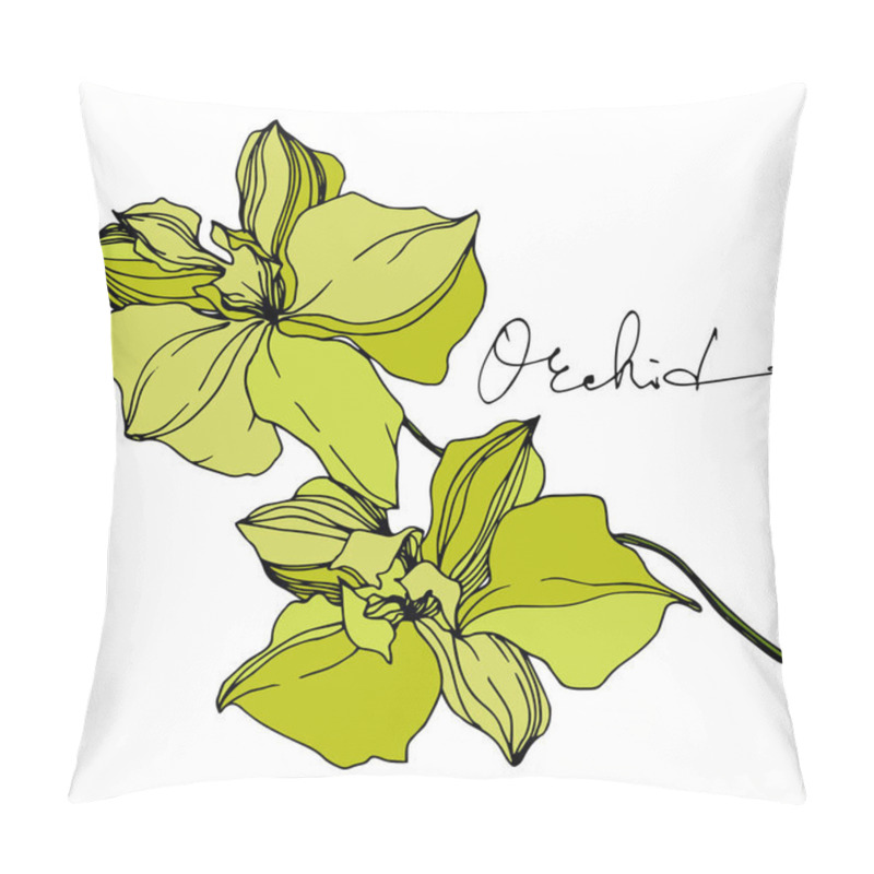 Personality  Vector Orchid Floral Botanical Flowers. Black And White Engraved Ink Art. Isolated Orchids Illustration Element. Pillow Covers