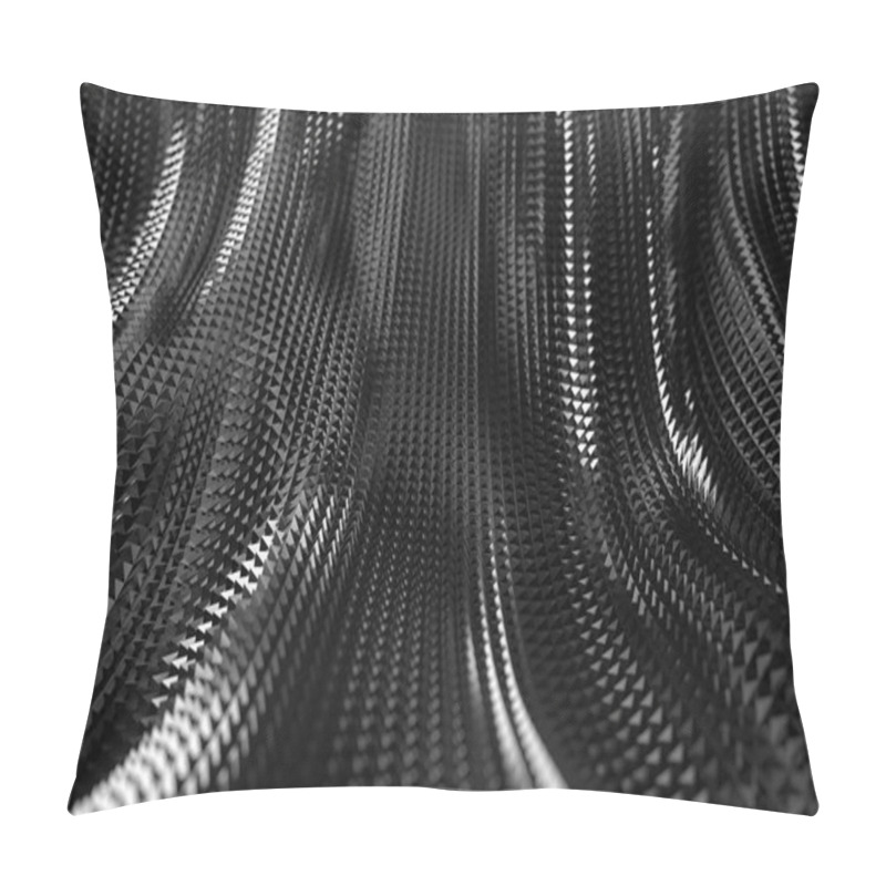 Personality  Abstract Metallic Wave Pattern With Geometric Texture And Futuristic Appeal. 3d Render. Pillow Covers