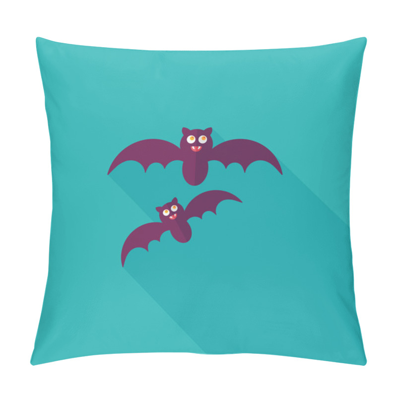 Personality  Halloween Bat Flat Icon With Long Shadow,eps10 Pillow Covers