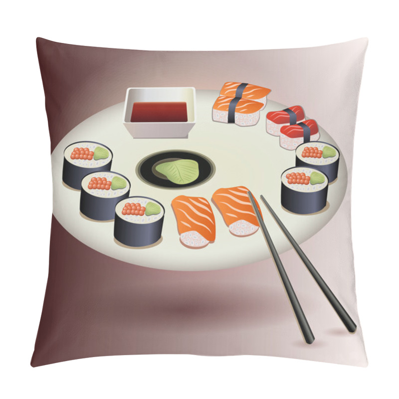 Personality  Vector Sushi Plate Set Pillow Covers