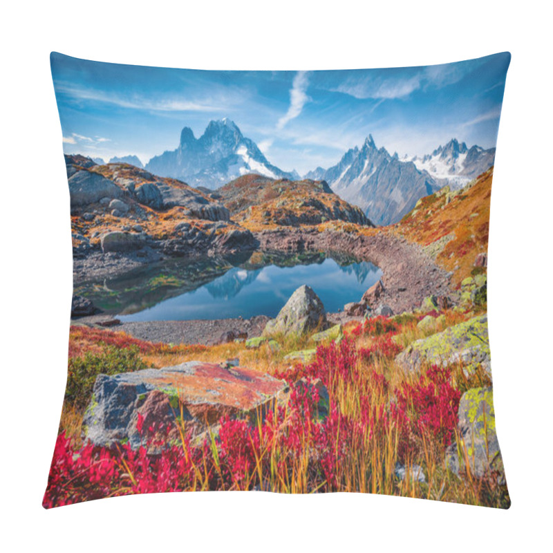 Personality  Beautiful Autumn Scenery. Unbelievable Autumn View Of Cheserys Lake/Lac De Cheserys, Chamonix Location. Stunning Outdoor Scene Of Vallon De Berard Nature Preserve, Graian Alps, France. Pillow Covers