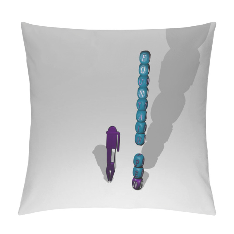 Personality  Fountain Pen Text Beside The 3D Icon, 3D Illustration Pillow Covers