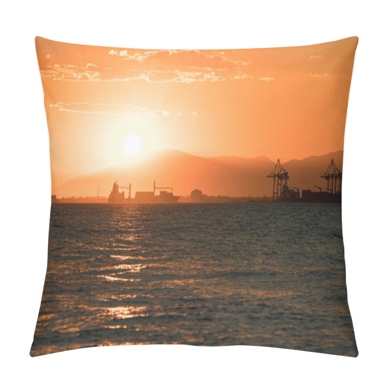 Personality  Sunset Tranquil Scene, Sea With Sun Ready To Hide Behide The Mou Pillow Covers