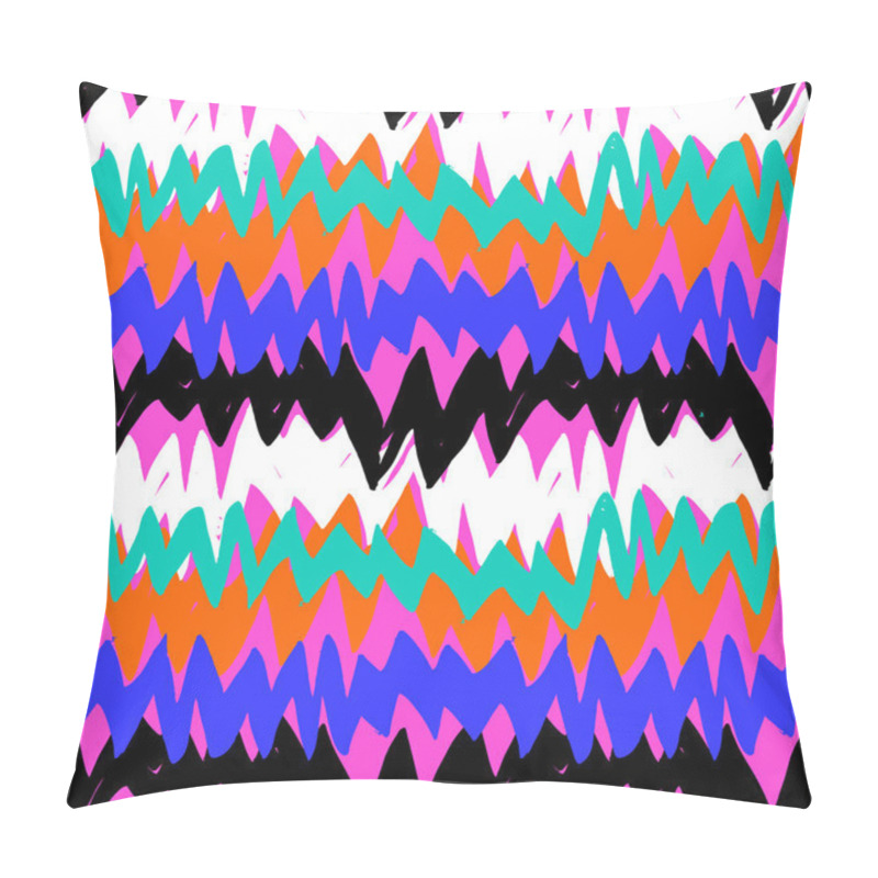 Personality  Striped Hand Drawn Pattern With Zigzag Lines Pillow Covers