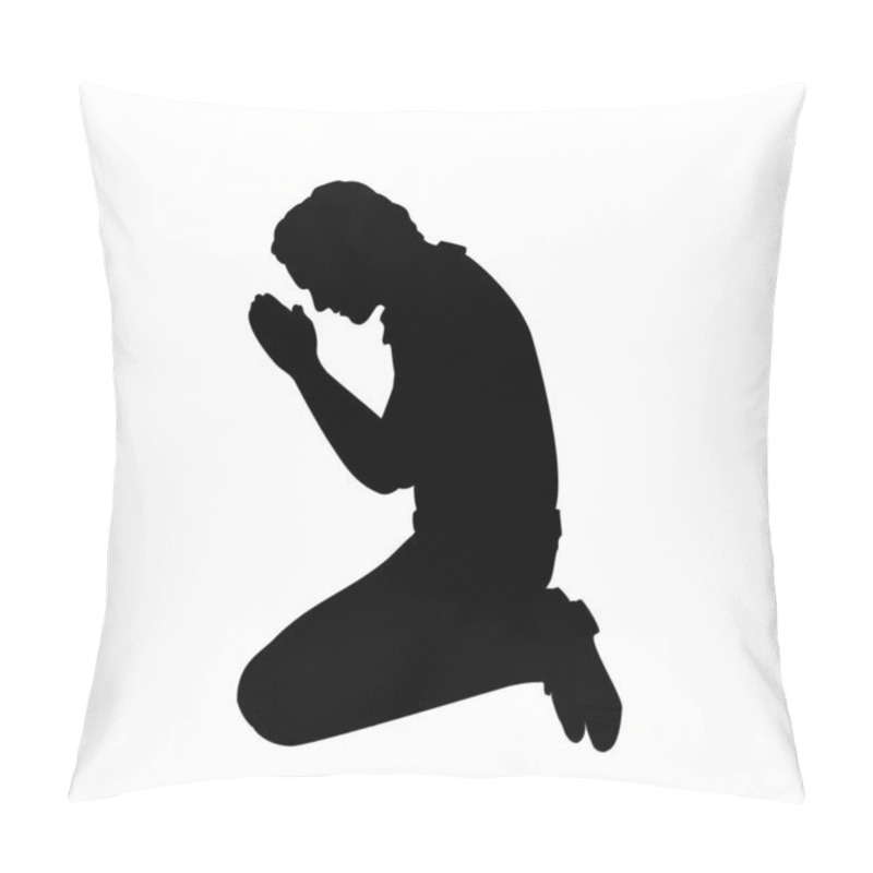 Personality  Silhouette Of Man Sitting On Her Knees Praying Pillow Covers