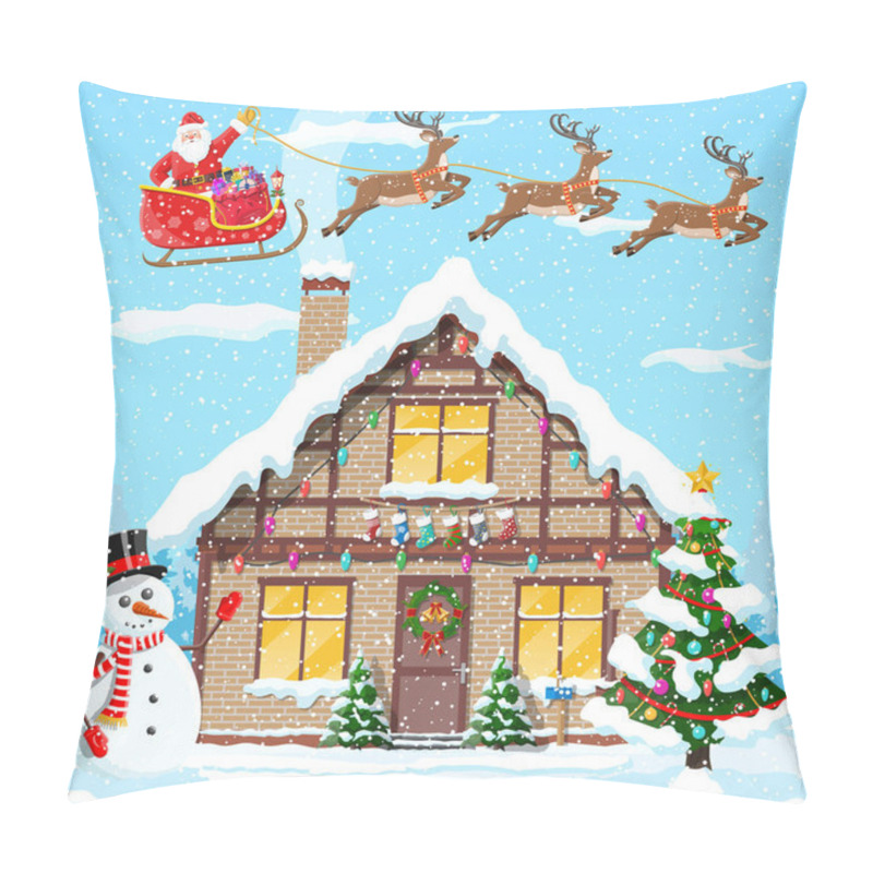 Personality  Suburban House Covered Snow. Pillow Covers