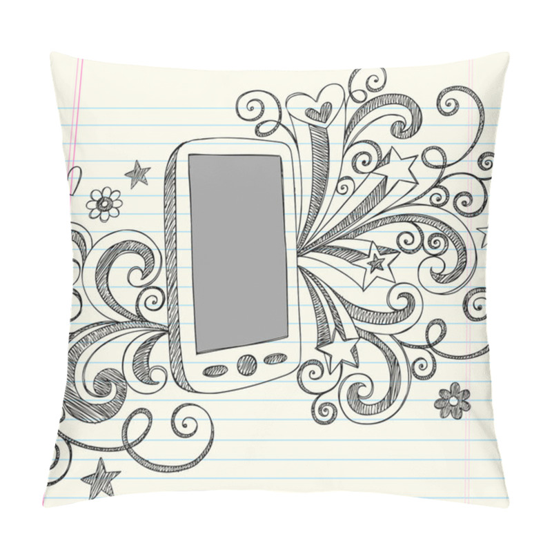 Personality  Cell Phone Sketchy Notebook Doodles Vector Illustration Pillow Covers