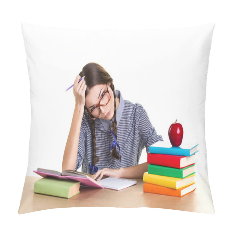 Personality  Tired Girl Doing Homework Pillow Covers