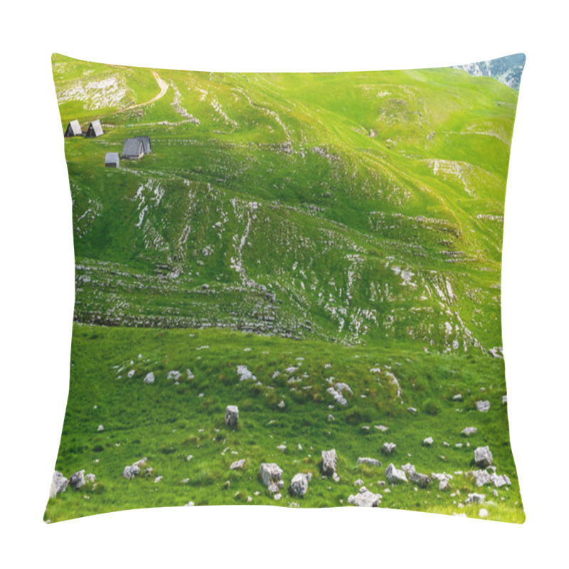 Personality  Wooden Houses On Beautiful Green Valley In Durmitor Massif, Montenegro Pillow Covers