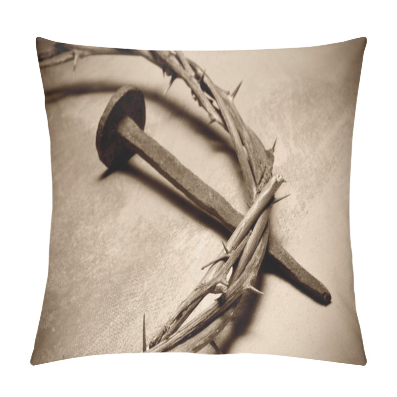 Personality  Jesus Christ Crown Of Thorns And Nail Pillow Covers