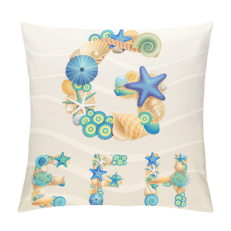 Personality  Vector Sea Life Font On Sand Background. Pillow Covers