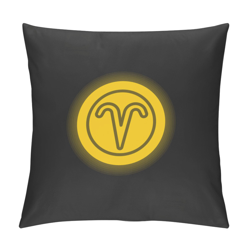 Personality  Aries Yellow Glowing Neon Icon Pillow Covers