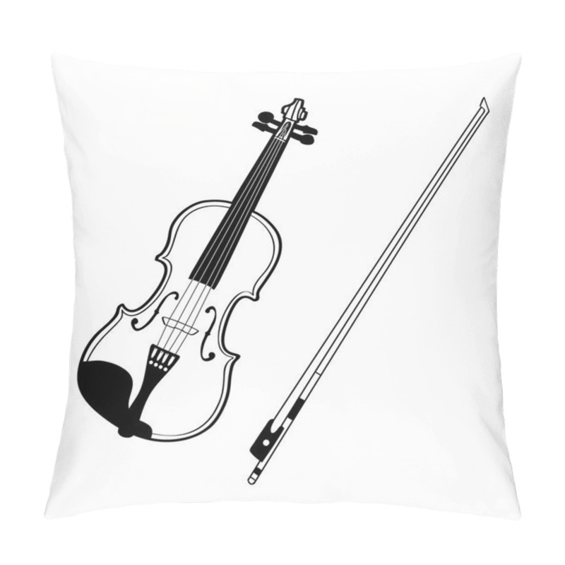 Personality  Sketch Of Violin Isolated On White Background. Pillow Covers