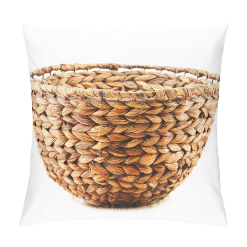 Personality  Empty Wicker Kitchen Bowl Isolated On White Pillow Covers